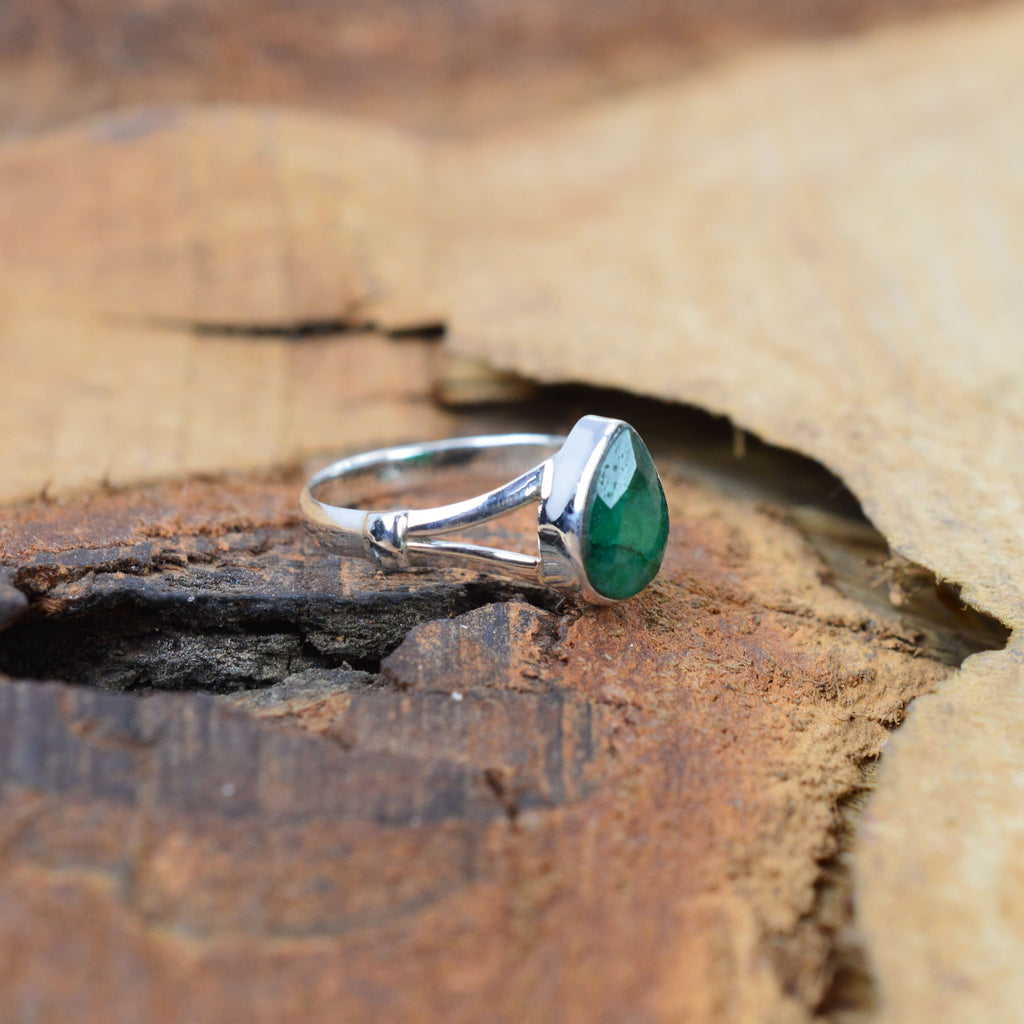 Ring Sterling Silver Teardrop Gemstone for layering and statement styling - product gallery image 4