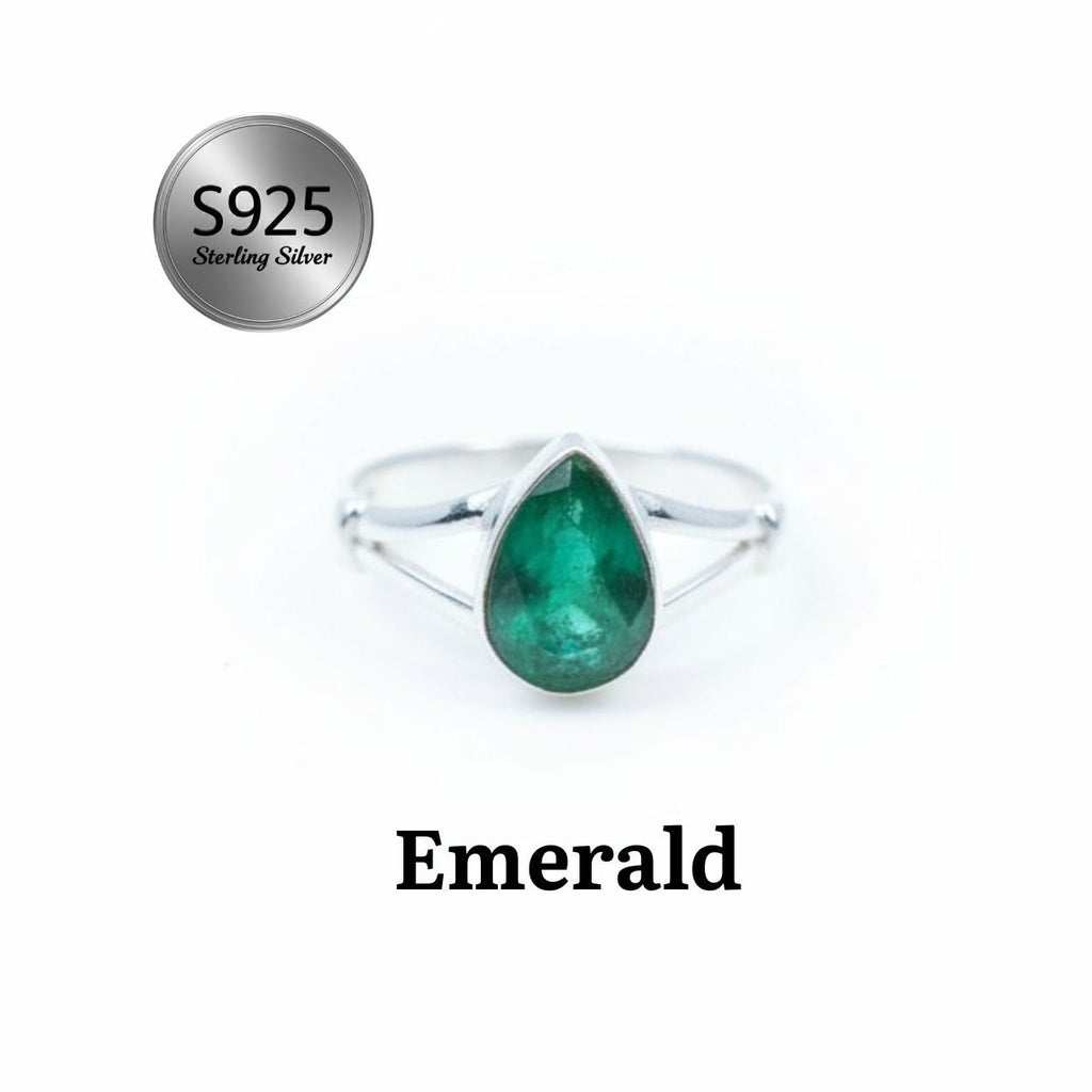 Ring Sterling Silver Teardrop Gemstone for layering and statement styling