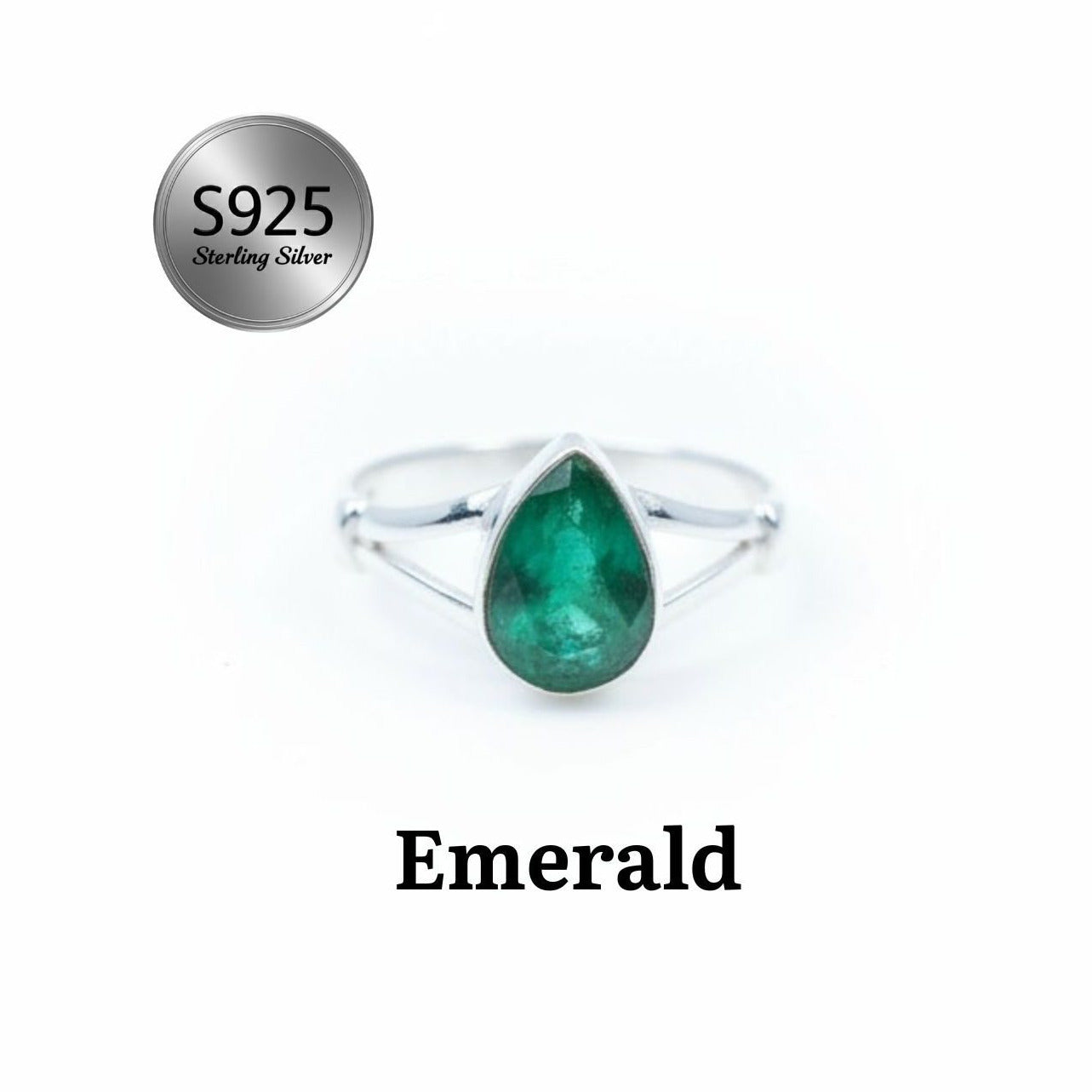 Ring Sterling Silver Teardrop Gemstone for layering and statement styling