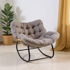 Rocking Chair with Easy Assembly, Metal, Oversized Rattan Egg Cushioned Seat Metal - product gallery image 11