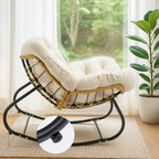 Rocking Chair with Easy Assembly, Metal, Oversized Rattan Egg Cushioned Seat Metal - product gallery image 19