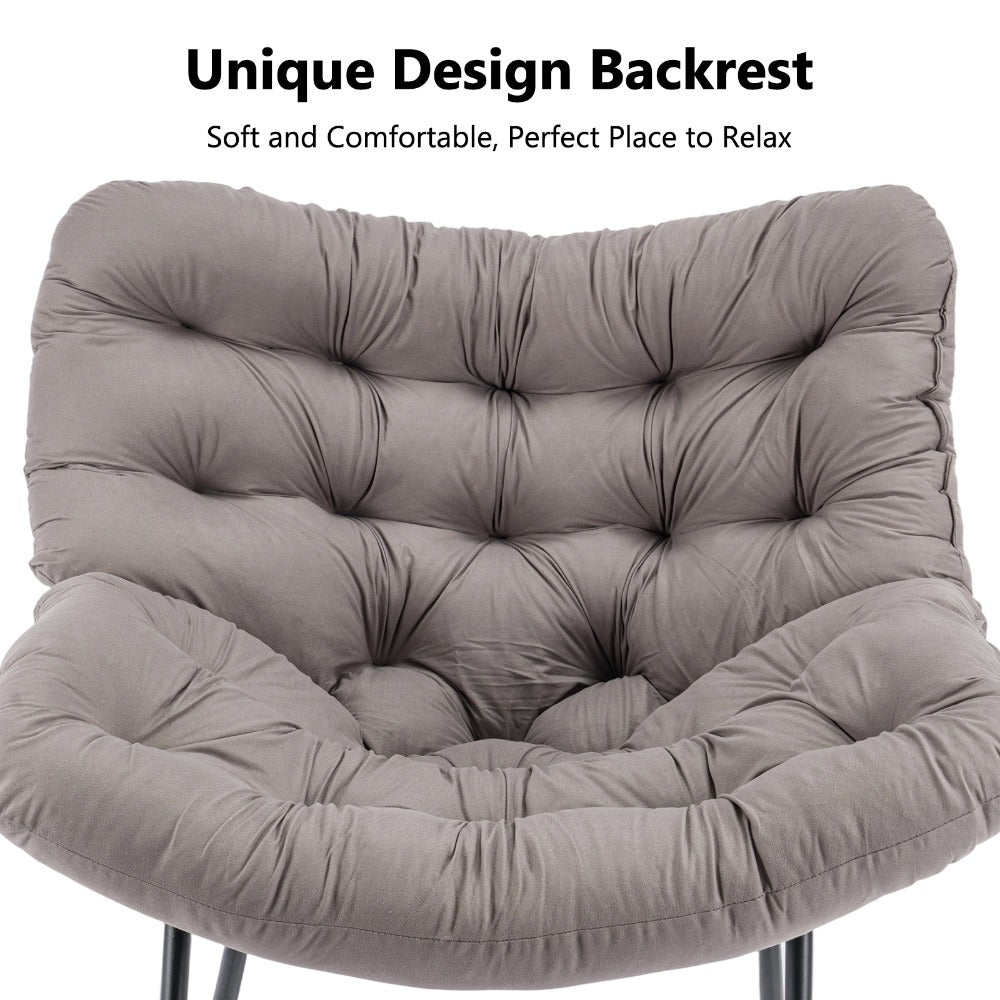 Rocking Chair with Easy Assembly, Metal, Oversized Rattan Egg Cushioned Seat Metal - product gallery image 4