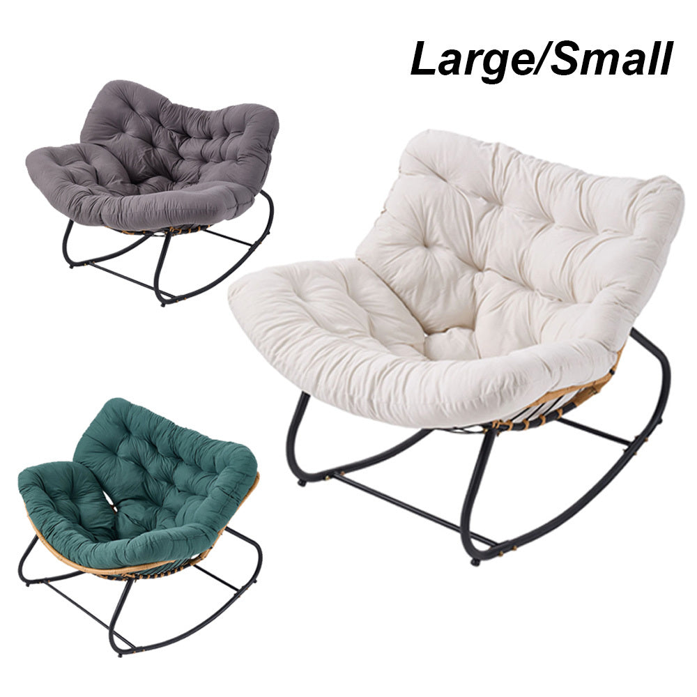 Rocking Chairs & Lounge Chair with Rattan Indoor Outdoor Reading Living Room - Cream White, Large - 100*98cm option