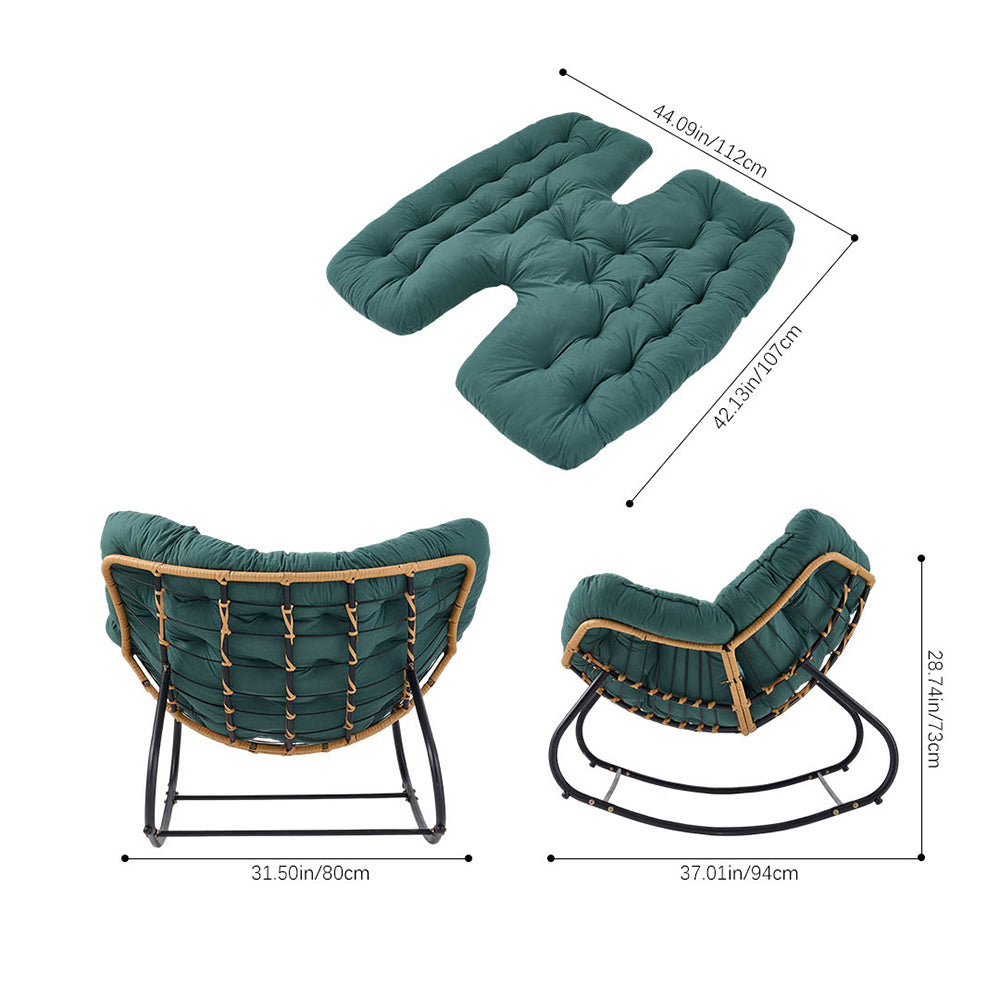 Rocking Chairs & Lounge Chair with Rattan Indoor Outdoor Reading Living Room - Dark Green, Small - 94*80cm option