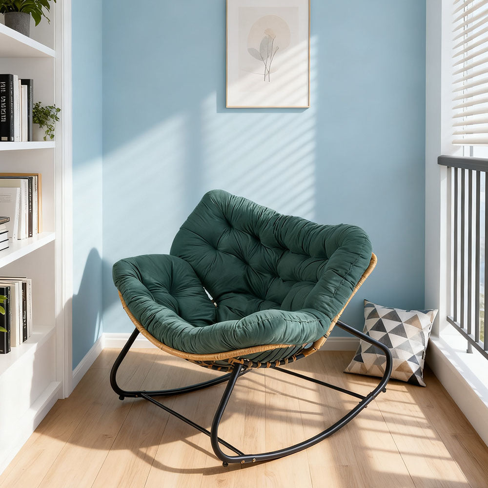 Rocking Chairs & Lounge Chair with Rattan Indoor Outdoor Reading Living Room - product gallery image 10