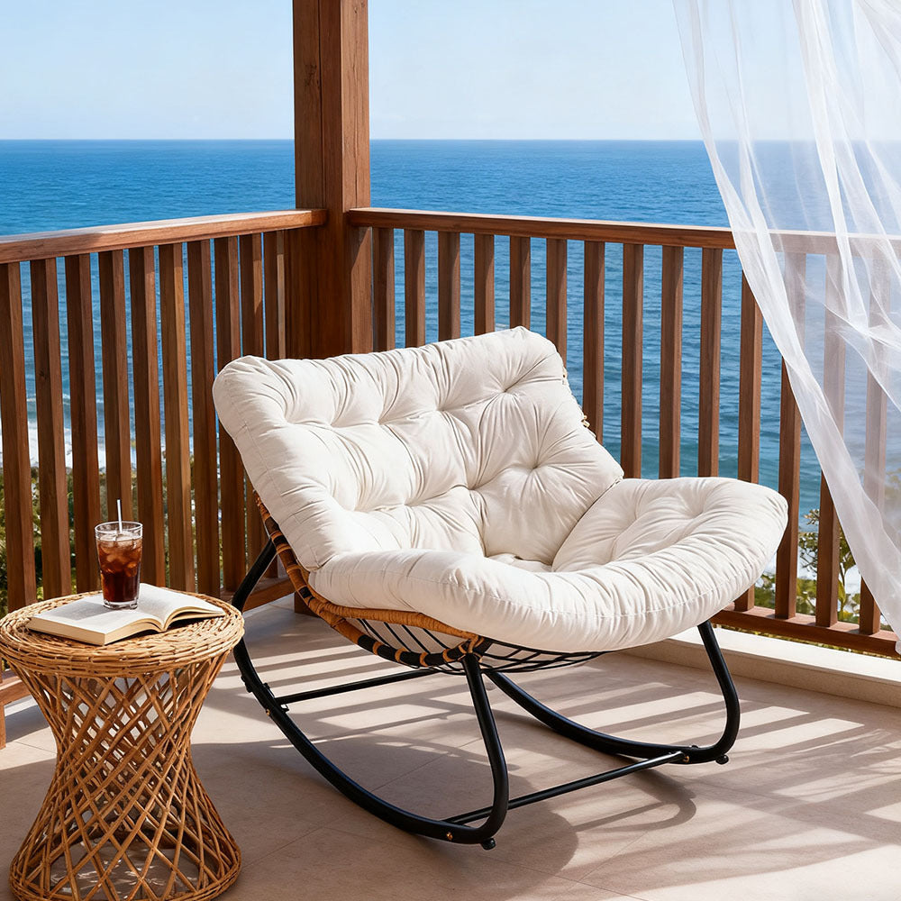 Rocking Chairs & Lounge Chair with Rattan Indoor Outdoor Reading Living Room - product gallery image 2