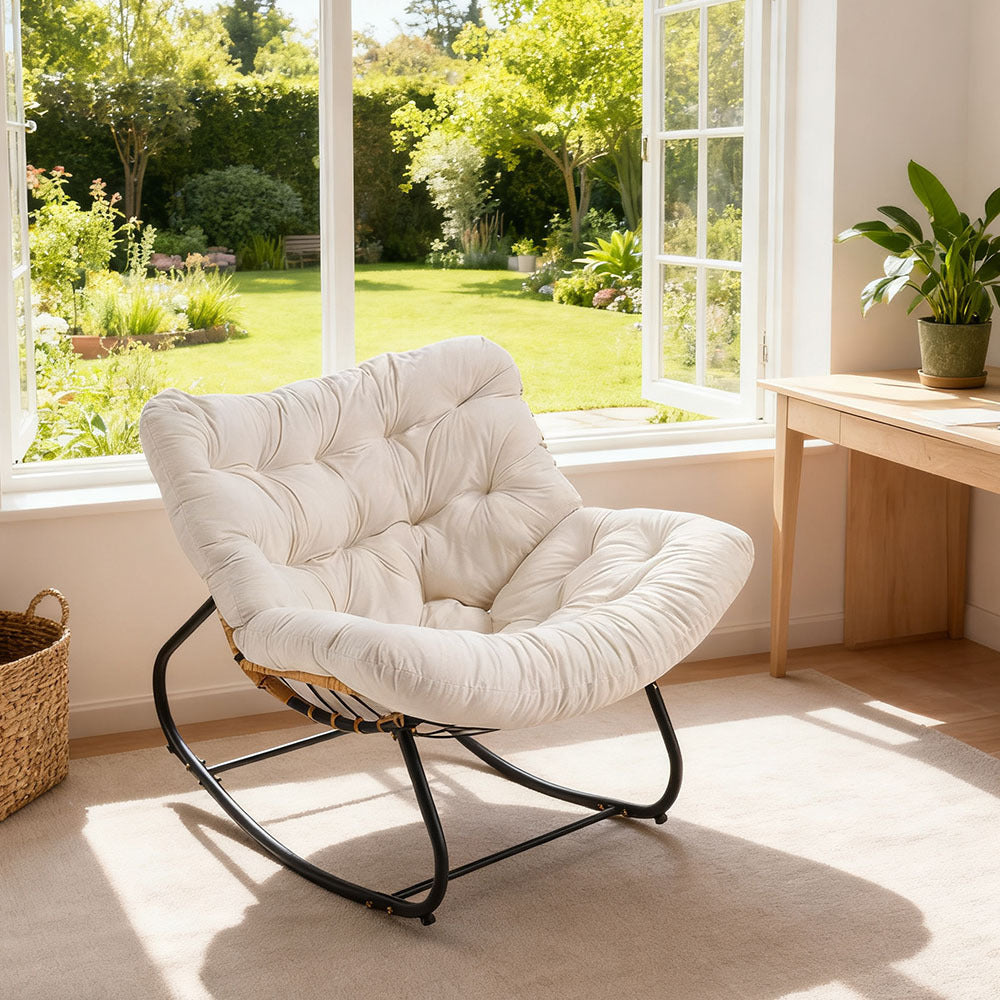 Rocking Chairs & Lounge Chair with Rattan Indoor Outdoor Reading Living Room - product gallery image 21