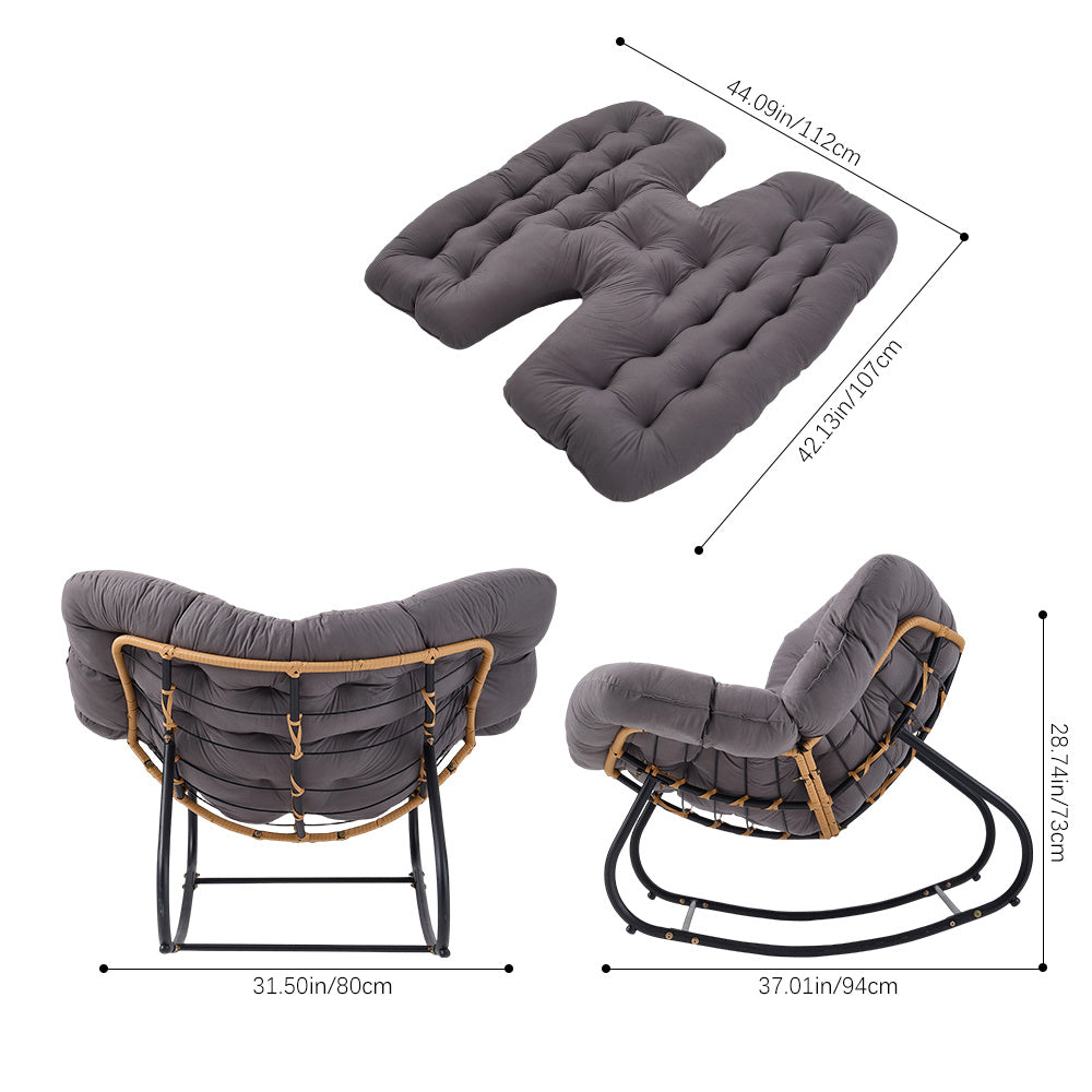 Rocking Chairs & Lounge Chair with Rattan Indoor Outdoor Reading Living Room - Grey, Small - 94*80cm option
