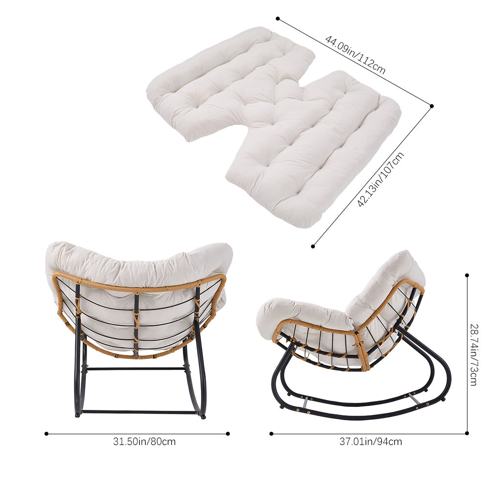 Rocking Chairs & Lounge Chair with Rattan Indoor Outdoor Reading Living Room