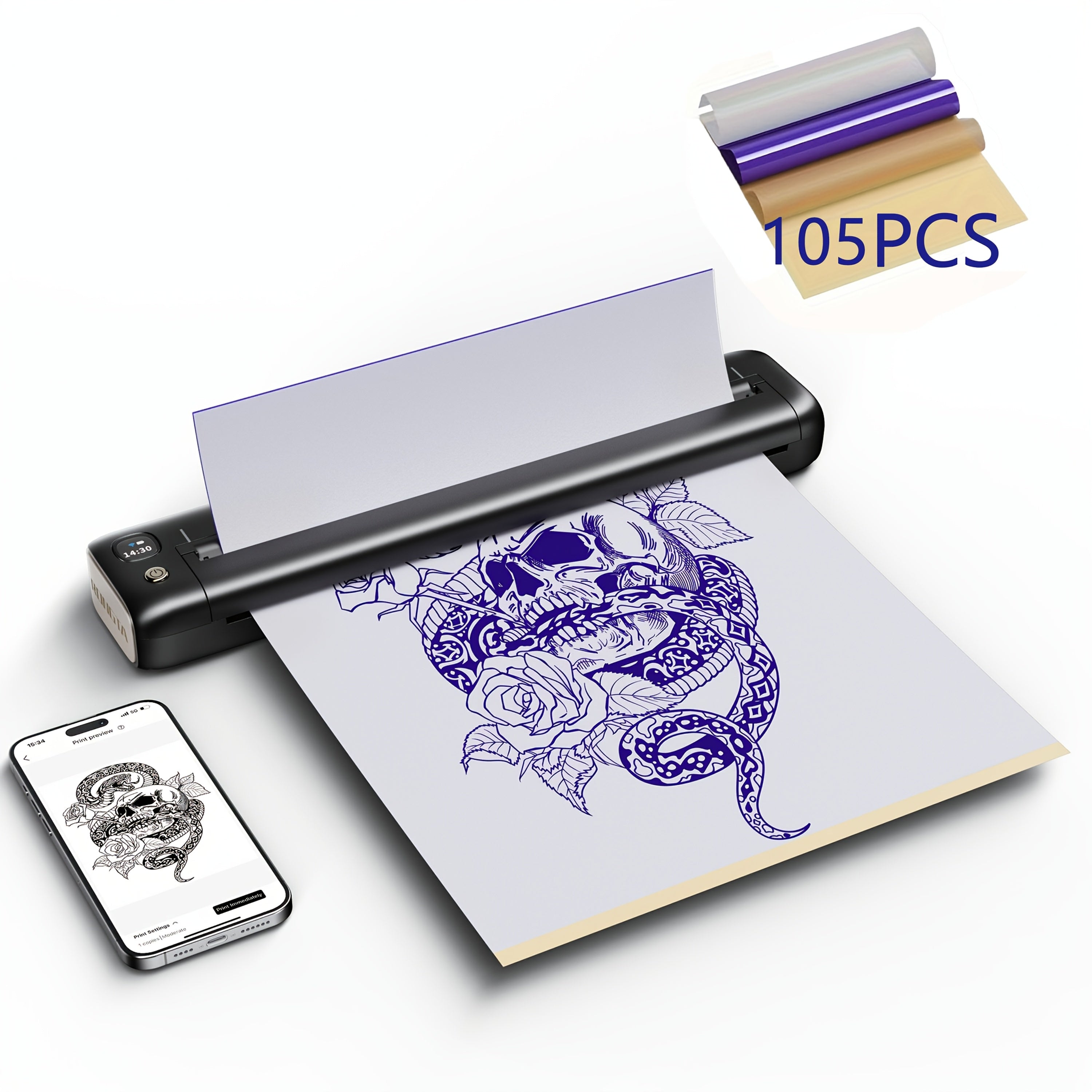 Rongta F81S Portable Printer Kit with Professional Tattoo Stencil Thermal Works IOS - product gallery image 5