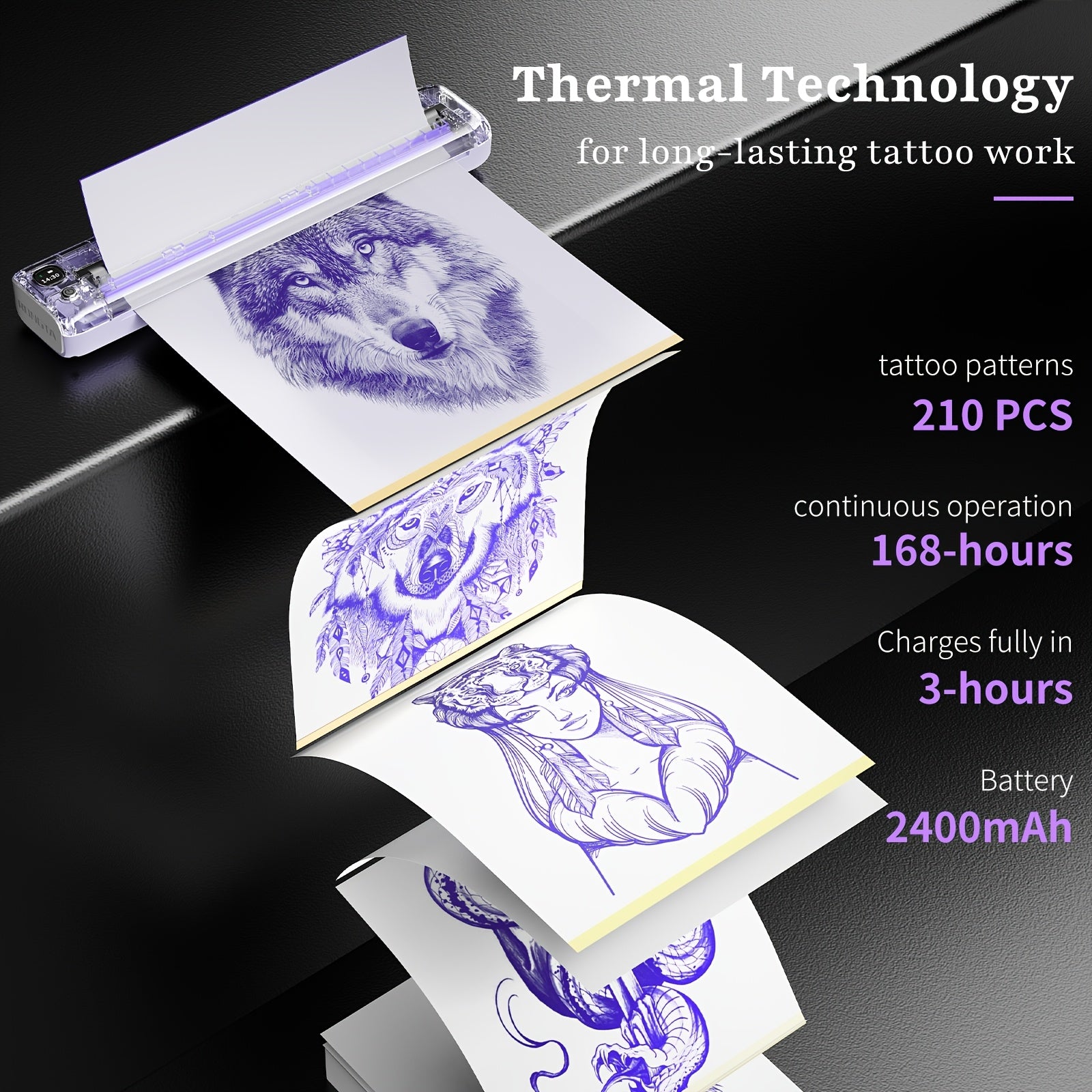 Rongta F81S Portable Printer Kit with Professional Tattoo Stencil Thermal Works IOS - product gallery image 6