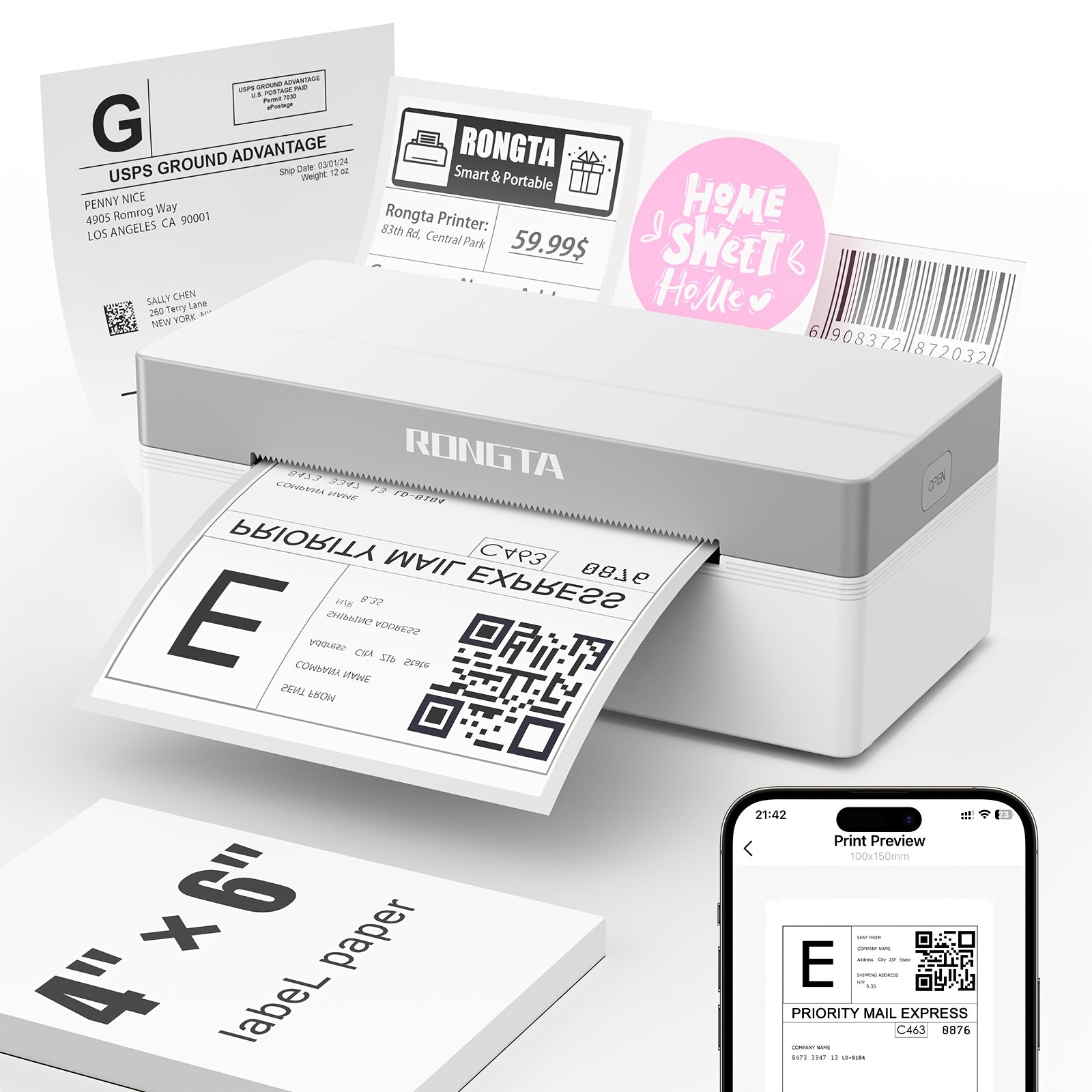 Rongta RP425 4x6 Thermal Shipping Label with Wireless - product gallery image 5