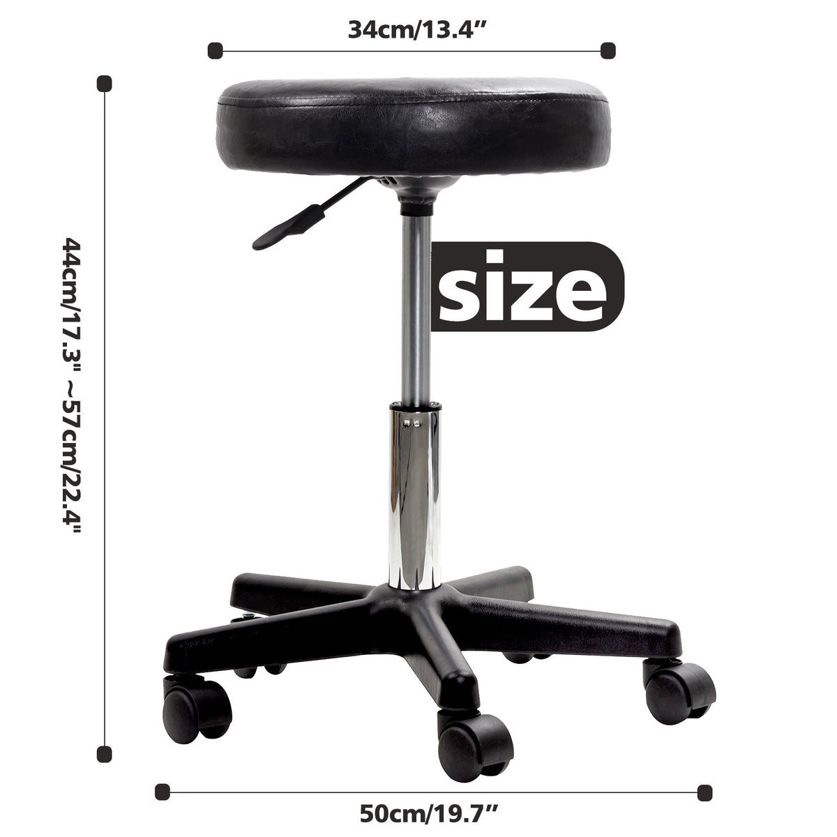 Salon Stool with Adjustable Height, Easy Assembly, Wheels, Leather - product gallery image 10