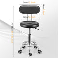 Salon Stool with Adjustable Height, Lumbar Support, Wheels - Black with backrest option