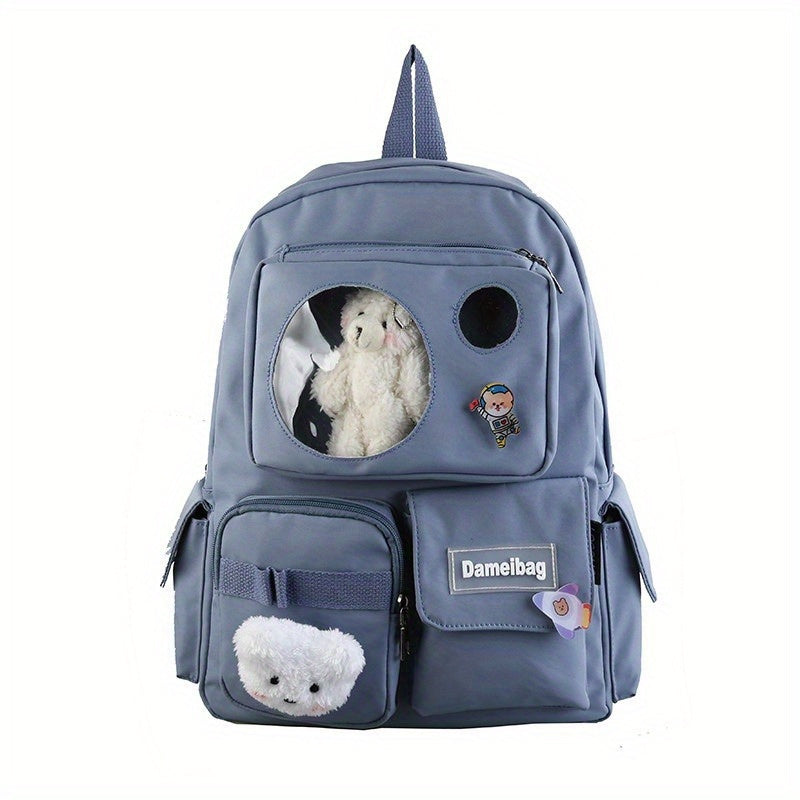 School Backpack Cartoon Students Lightweight Multifunctional - Blue option