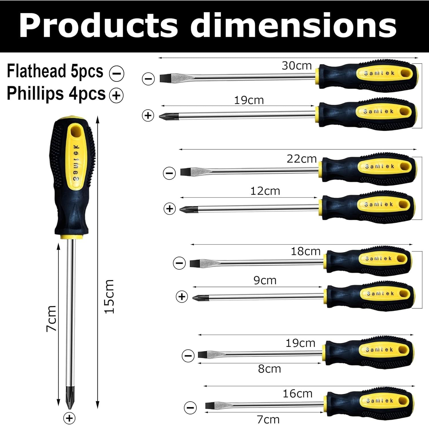 Screwdriver Set with Non-Slip, 9 Piece, 9PC SCREWDRIVER SET - product gallery image 10