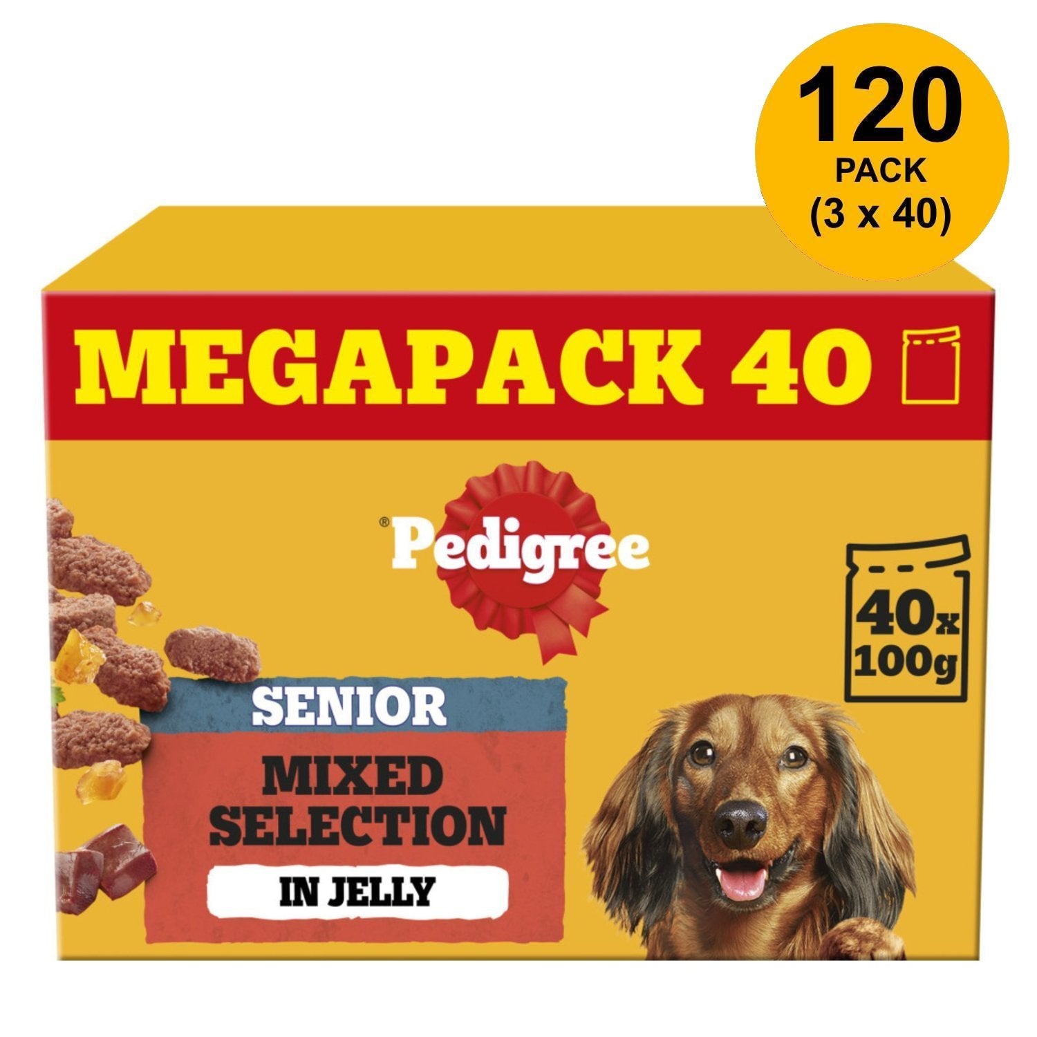 Senior Dog Food with 100g, Mixed Selection, Pedigree Wet Pouches Mixed Selection