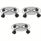 Set of 3 Plant Caddies with Wheel with Wheels, 27Cm, Metal