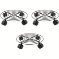 Set of 3 Plant Caddies with Wheel with Wheels, 27Cm, Metal - Variant1 option