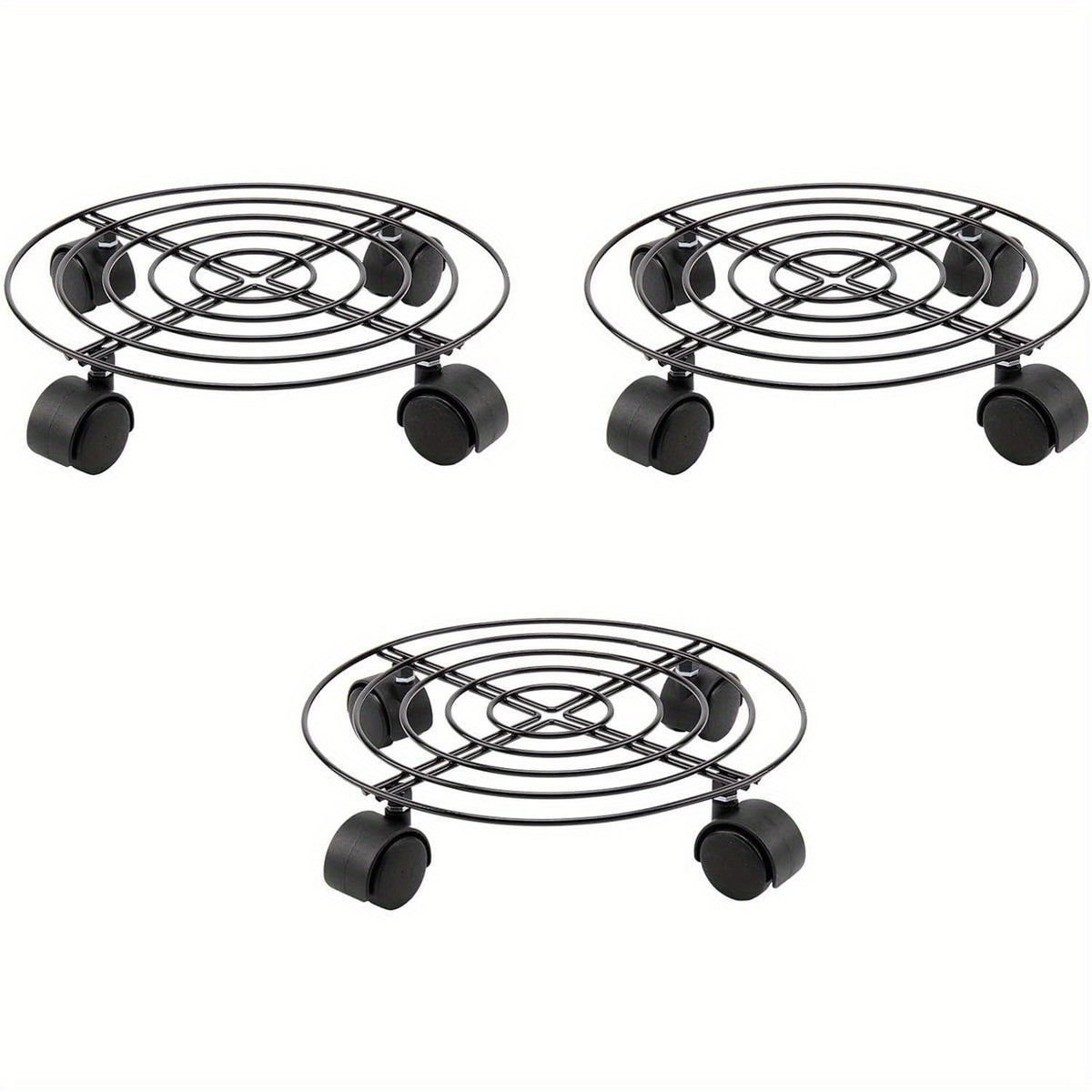 Set of 3 Plant Caddies with Wheel with Wheels, 27Cm, Metal - Variant1 option