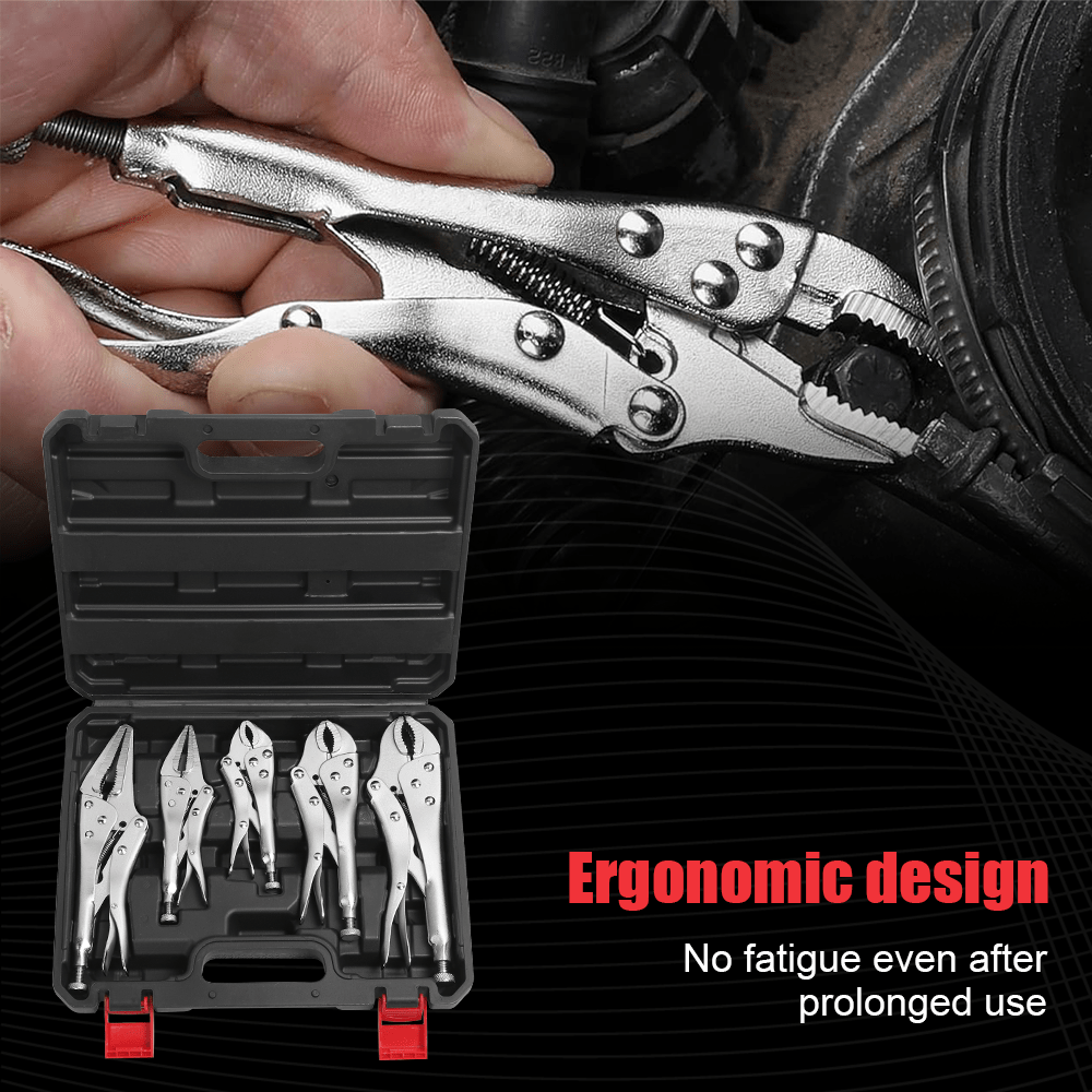 Set of Plier with Non-Slip, Lockable, Metal, 5pcs Locking Pliers Set - product gallery image 2