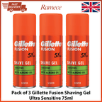 Shaving Gel with 75ml, Gillette Fusion Shaving Gel Ultra Sensitive 75ml X3 - Gillette Fusion Shaving Gel Ultra Sensitive 75ml X3 option