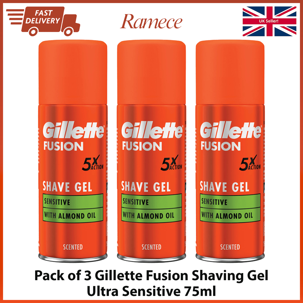 Shaving Gel with 75ml, Gillette Fusion Shaving Gel Ultra Sensitive 75ml X3