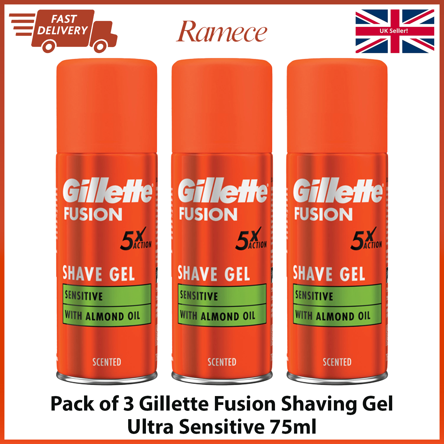 Shaving Gel with 75ml, Gillette Fusion Shaving Gel Ultra Sensitive 75ml X3