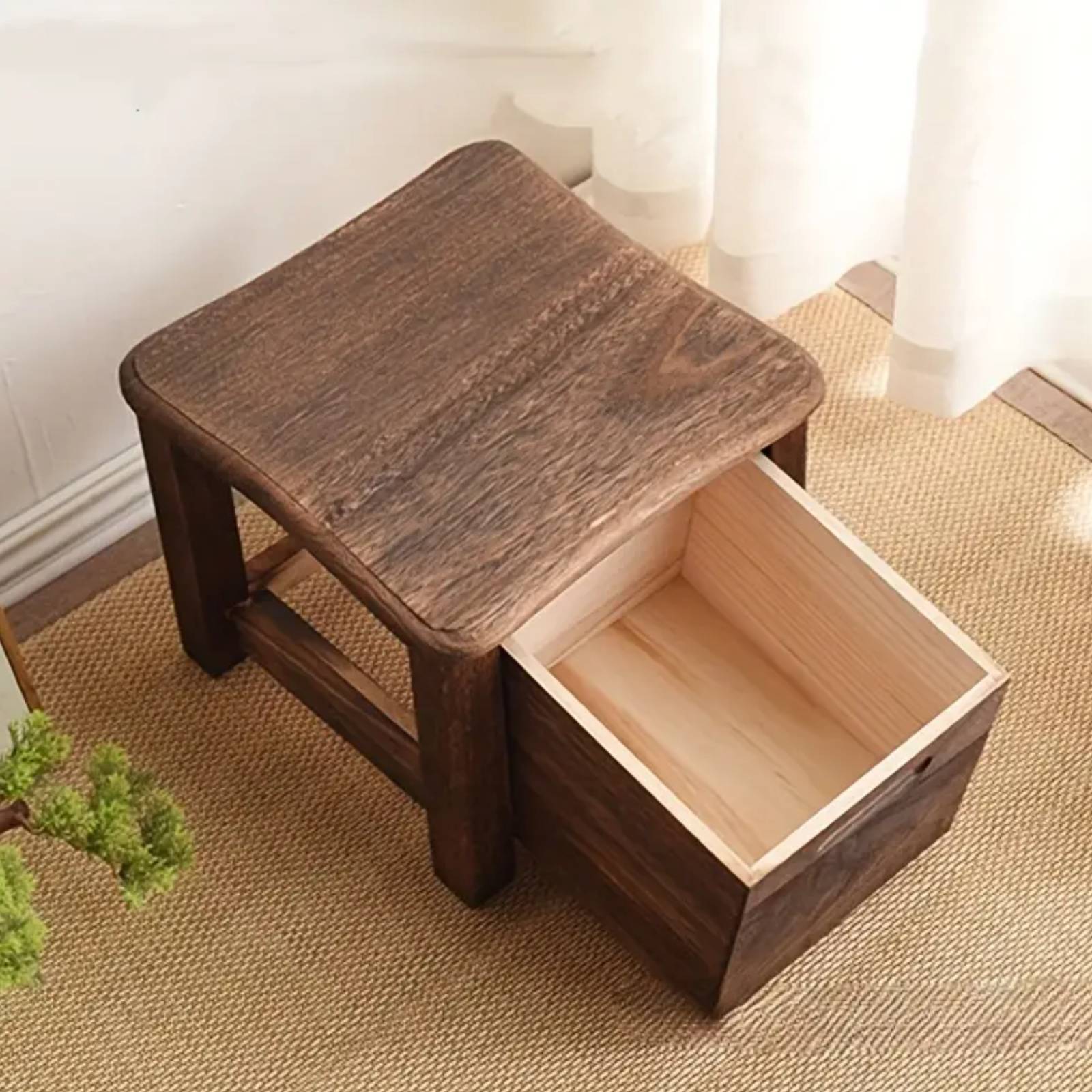 Shoe Bench with Easy Assembly, Wood, Wooden Drawer Storage Dark Brown Entryway - product gallery image 4