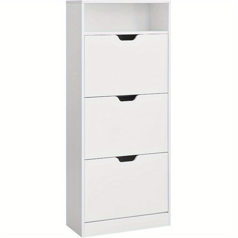 Shoe Cabinet with 18 Pairs, 4 Tier (60W x 130H cm), Flip Doors Tiers Holds 14–18 Pairs - Cloud White, 4 Tier (60W x 130H cm) option