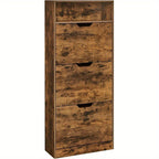 Shoe Cabinet with 18 Pairs, 4 Tier (60W x 130H cm), Flip Doors Tiers Holds 14–18 Pairs - product gallery image 2