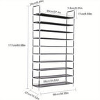 Shoe Rack with Adjustable Height, Non-Slip, Freestanding, Metal - product gallery image 2
