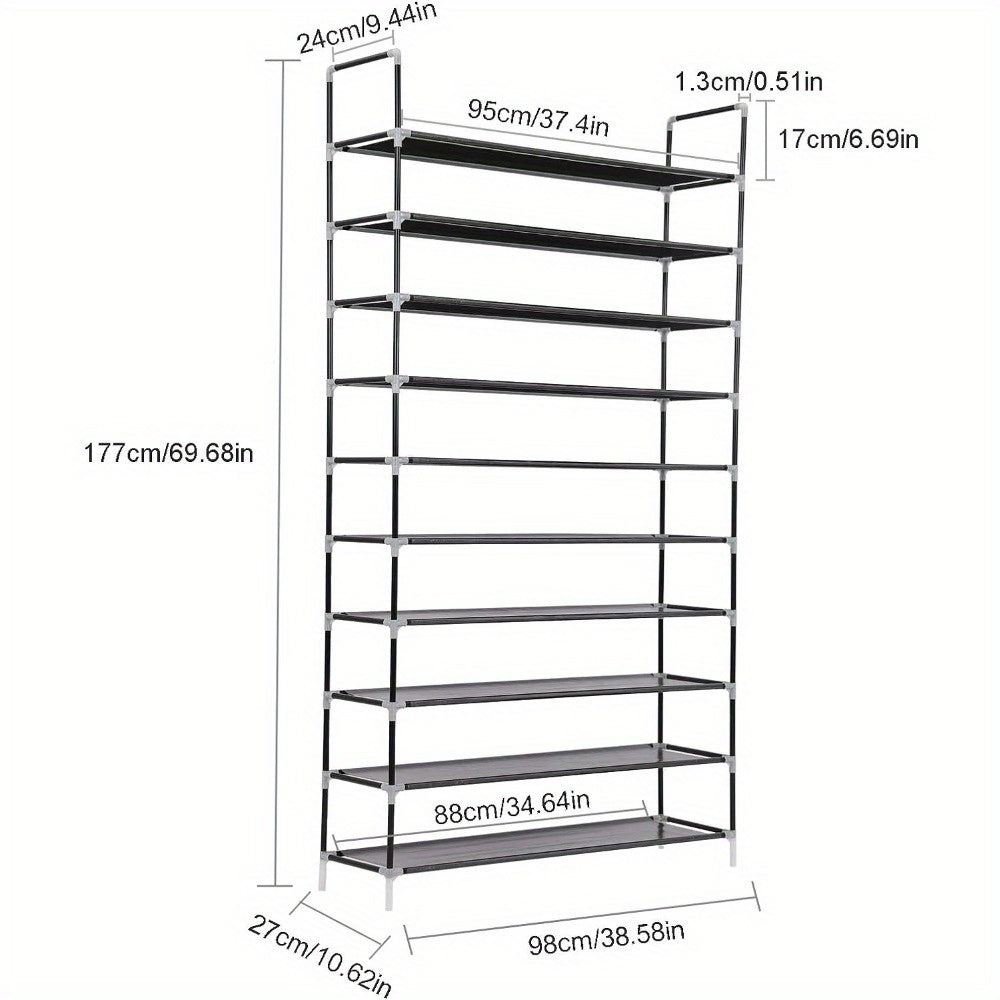 Shoe Rack with Adjustable Height, Non-Slip, Freestanding, Metal - product gallery image 2