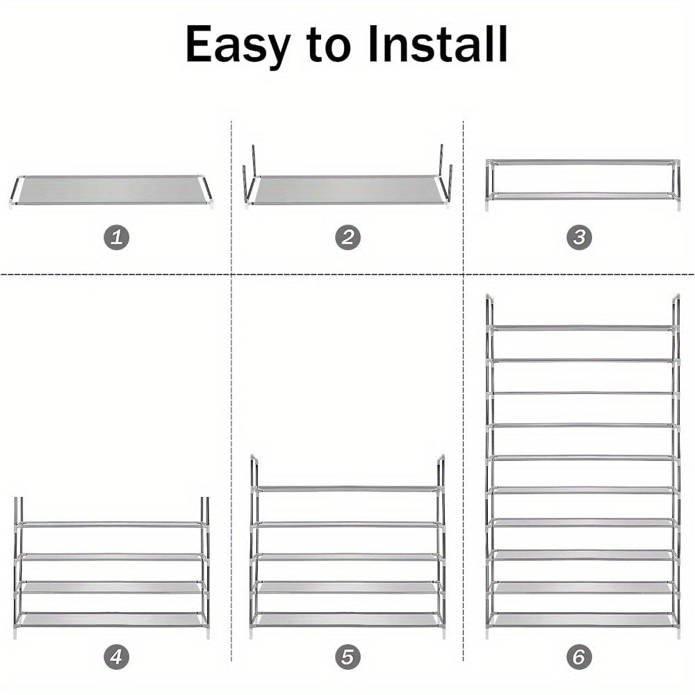 Shoe Rack with Adjustable Height, Non-Slip, Freestanding, Metal - product gallery image 4