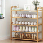 Shoe Rack with Easy Assembly, Wood, Bamboo Bench Tier Large Capacity Hallway - product gallery image 10