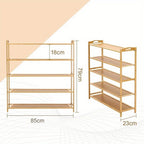 Shoe Rack with Easy Assembly, Wood, Bamboo Bench Tier Large Capacity Hallway - product gallery image 5