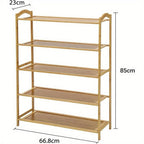 Shoe Rack with Easy Assembly, Wood, Bamboo Bench Tier Large Capacity Hallway - product gallery image 6