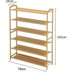 Shoe Rack with Easy Assembly, Wood, Bamboo Bench Tier Large Capacity Hallway - product gallery image 8