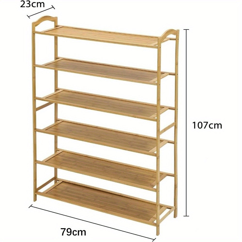 Shoe Rack with Easy Assembly, Wood, Bamboo Bench Tier Large Capacity Hallway - product gallery image 8