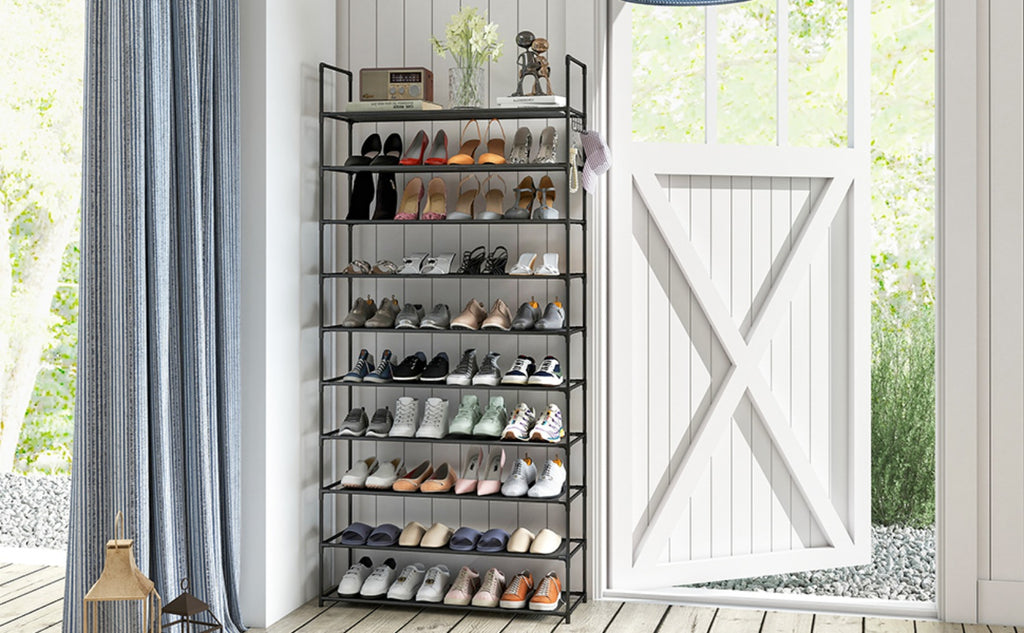 Shoe Rack with Metal, 40 Pairs, Tier Pairs Hooks 73x28x175cm Large Tall - product gallery image 10