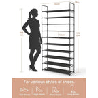 Shoe Rack with Metal, 40 Pairs, Tier Pairs Hooks 73x28x175cm Large Tall - product gallery image 3