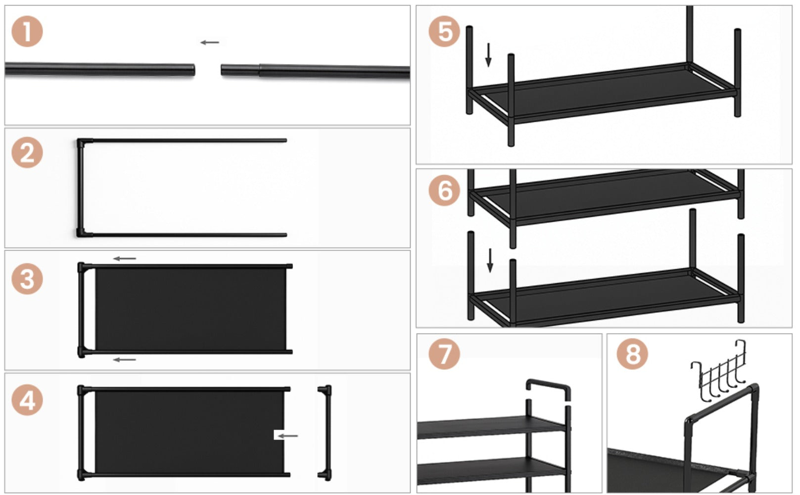 Shoe Rack with Metal, 40 Pairs, Tier Pairs Hooks 73x28x175cm Large Tall - product gallery image 8