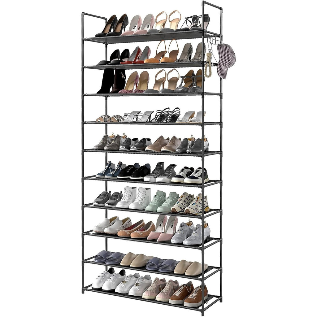 Shoe Rack with Metal, 40 Pairs, Tier Pairs Hooks 73x28x175cm Large Tall