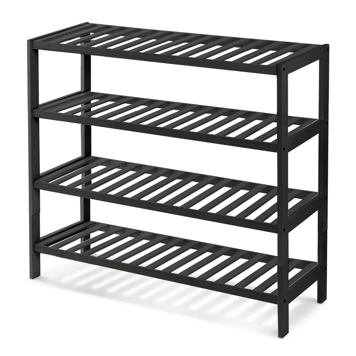 Shoe Rack with Metal, Tier Bamboo Slim Hallway Storage Organiser - Black option