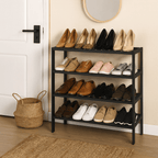 Shoe Rack with Metal, Tier Bamboo Slim Hallway Storage Organiser - product gallery image 11