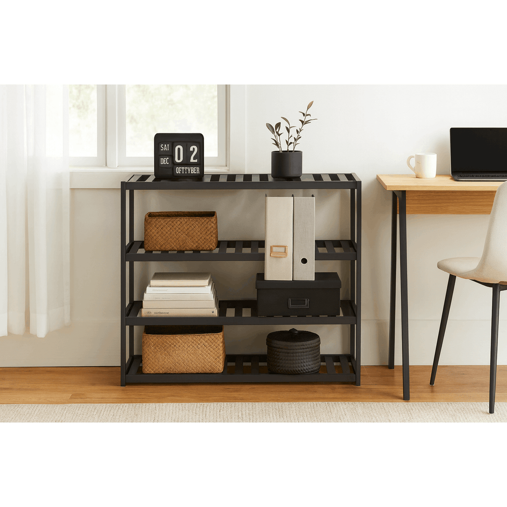 Shoe Rack with Metal, Tier Bamboo Slim Hallway Storage Organiser - product gallery image 14