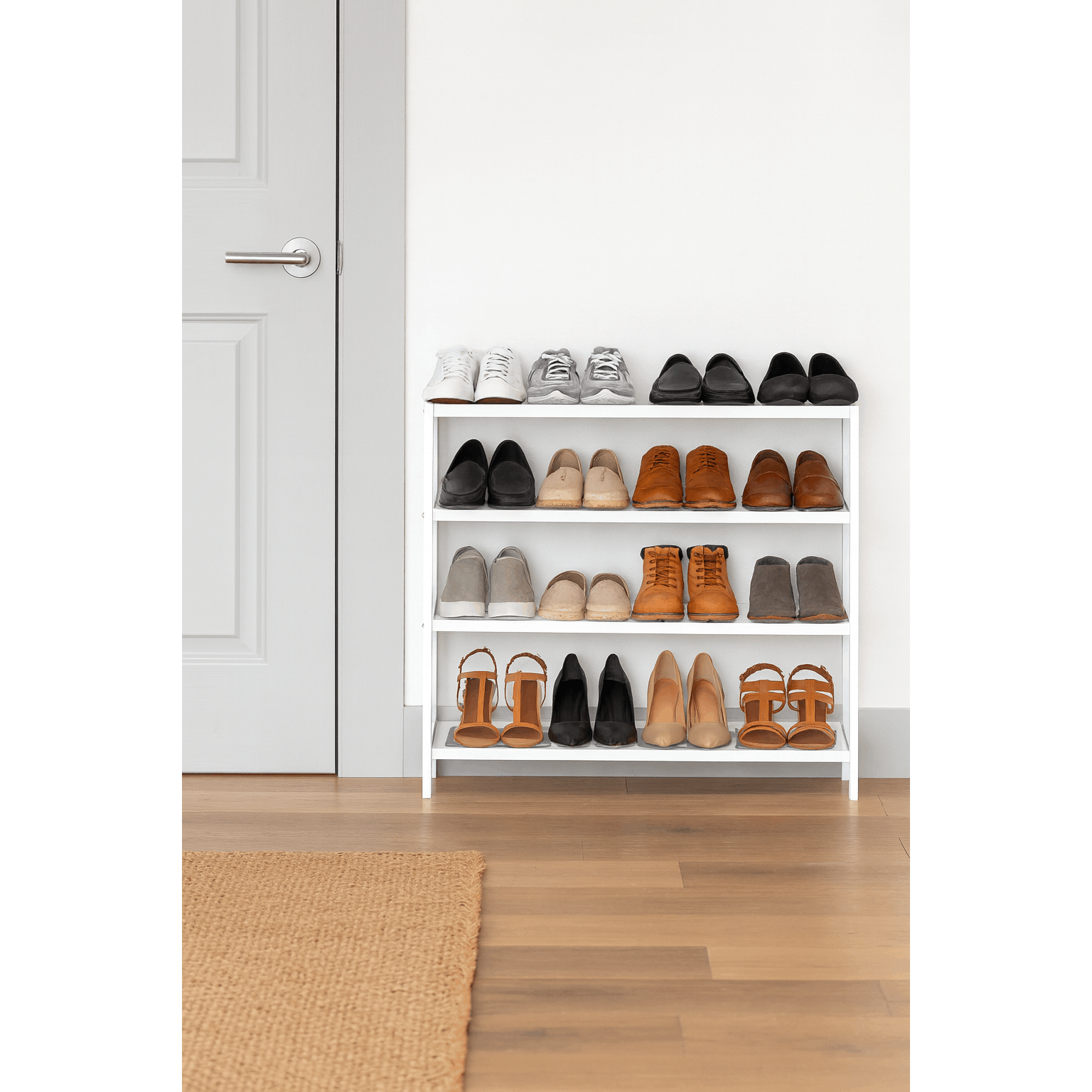 Shoe Rack with Metal, Tier Bamboo Slim Hallway Storage Organiser - product gallery image 18
