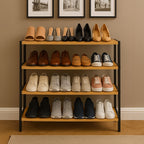 Shoe Rack with Metal, Tier Bamboo Slim Hallway Storage Organiser - product gallery image 2