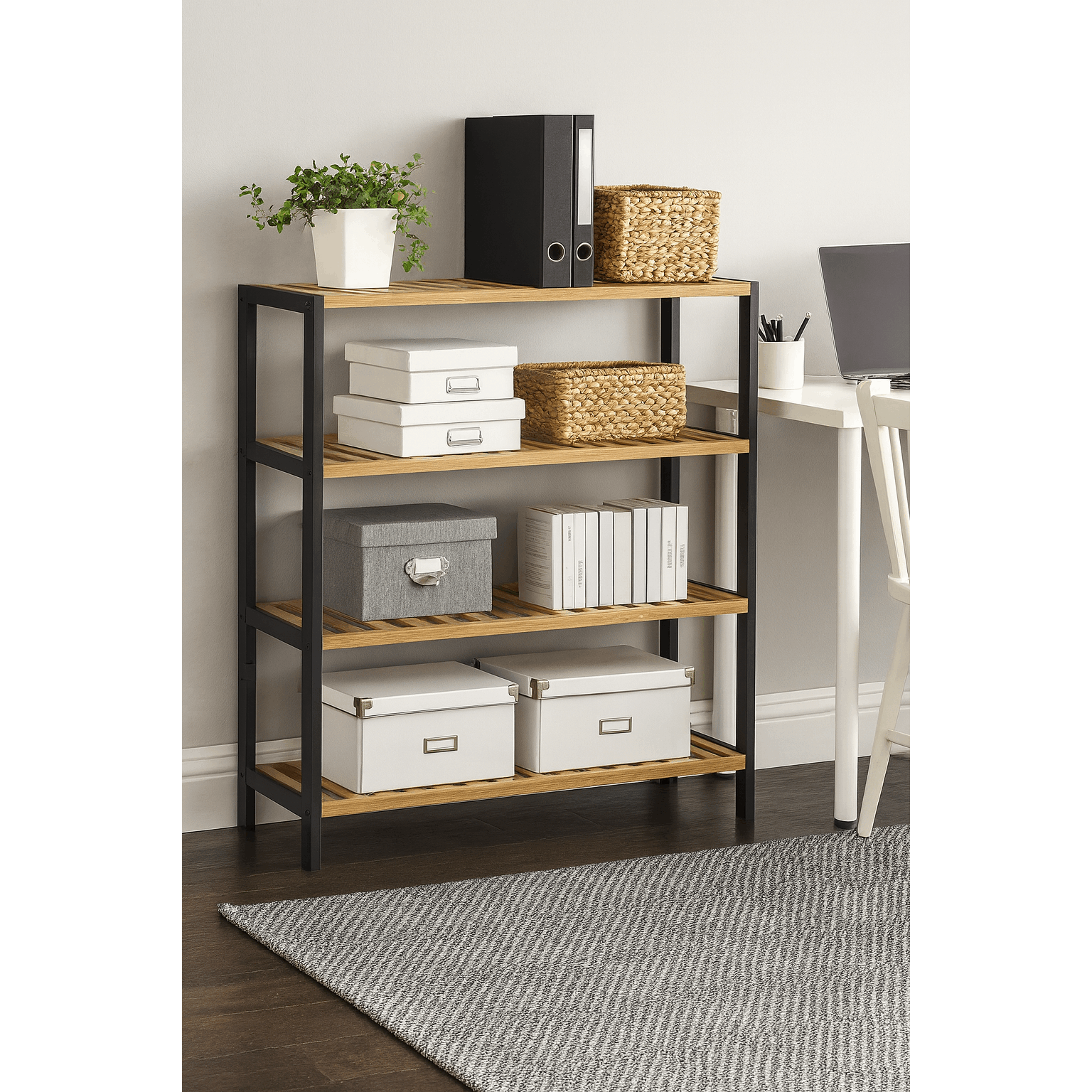 Shoe Rack with Metal, Tier Bamboo Slim Hallway Storage Organiser - product gallery image 9