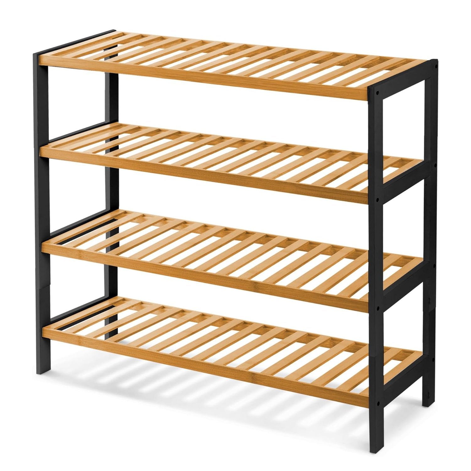 Shoe Rack with Metal, Tier Bamboo Slim Hallway Storage Organiser